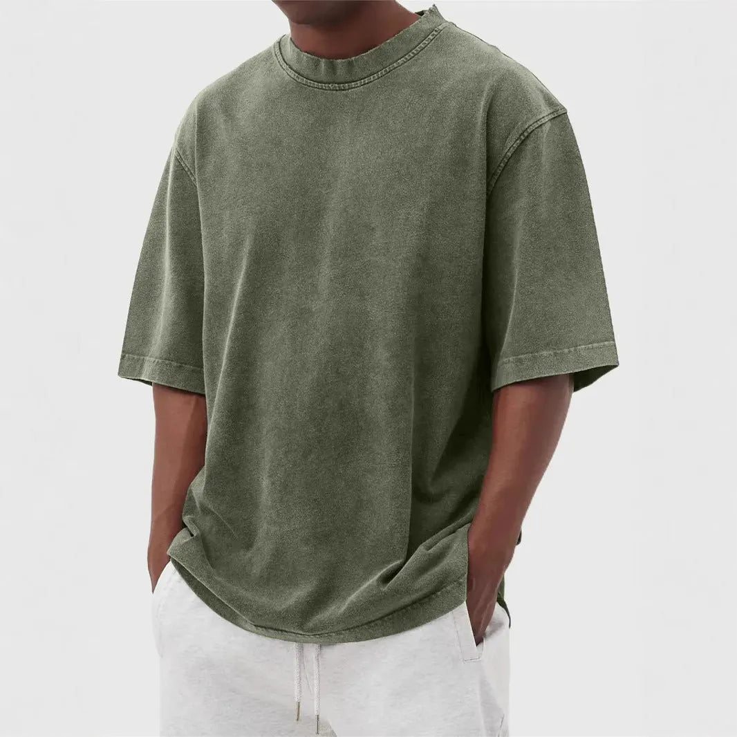 Men's stone washed polyester loose fit t-shirt in multiple colours with half sleeves