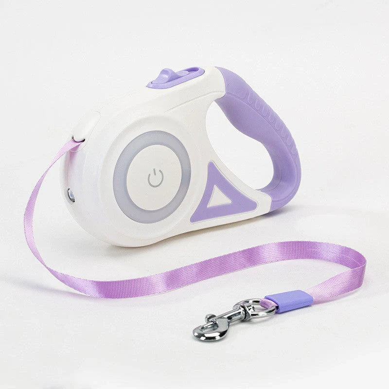 Retractable dog leash with automatic lock in Dream Purple, Sunshine Orange, and Mint Green