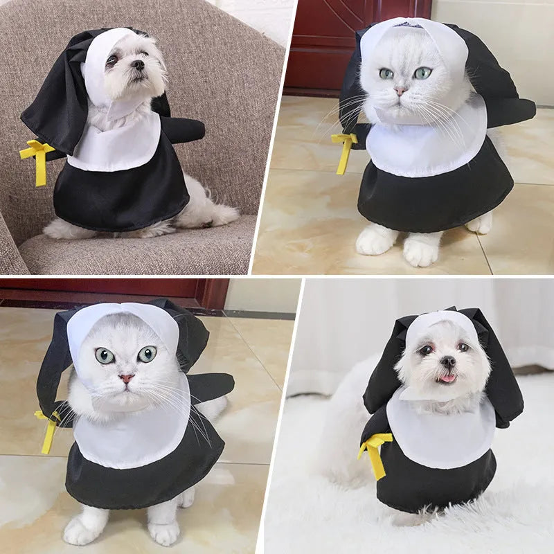 Black nun costume for pet dog or cat Halloween dress-up