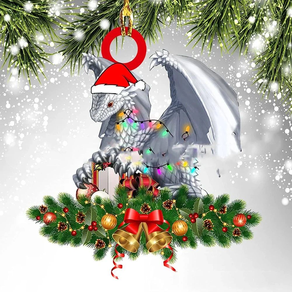 8cm dragon egg Christmas pendant decoration with dinosaur theme and acrylic construction