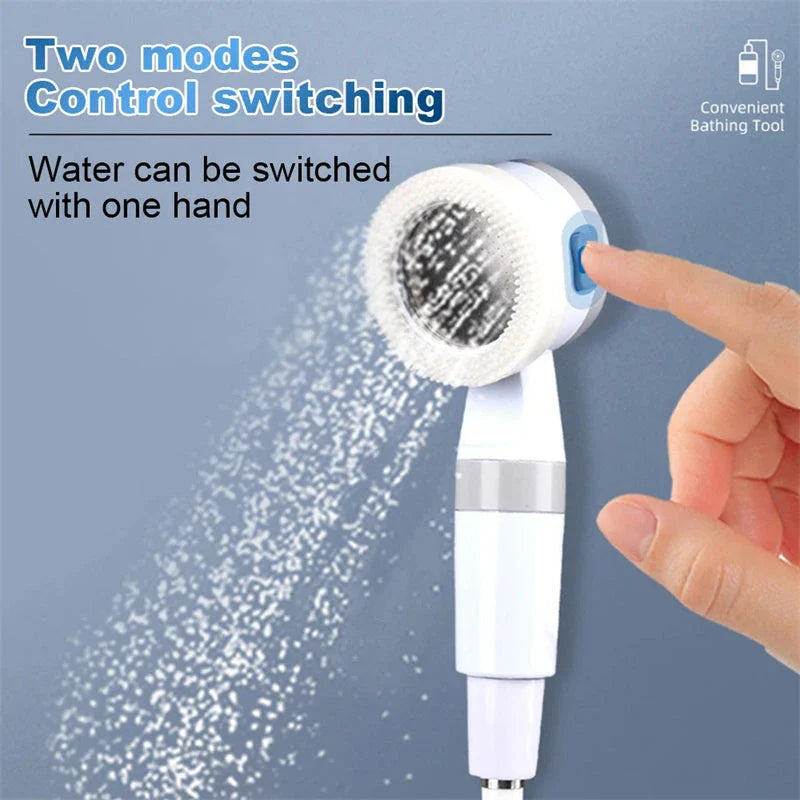Rechargeable portable outdoor shower with adjustable water flow and spray settings for camping, hiking, and travel