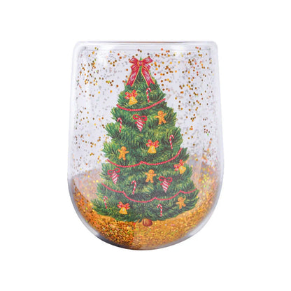 Christmas Tree Tumbler with flowing sequins and double-layer design for festive drinks