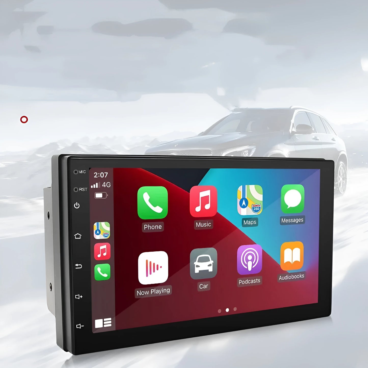 Black universal CarPlay MP5 player with 7-inch screen for GPS navigation and radio in vehicles
