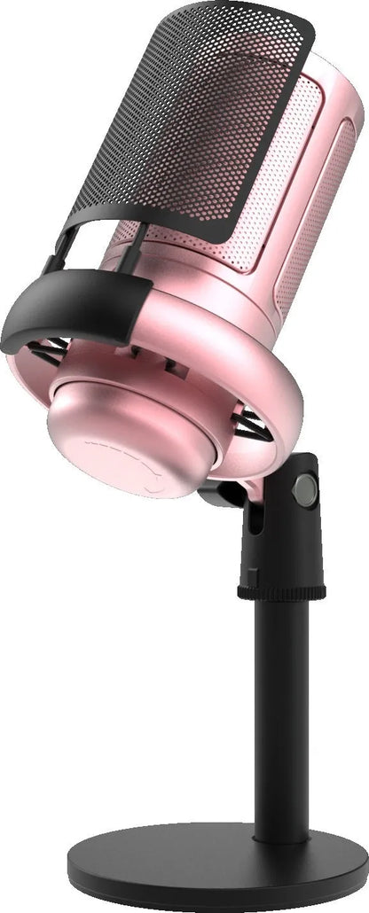 RGB USB condenser microphone in black, white, or pink colours with a 150 cm cable.