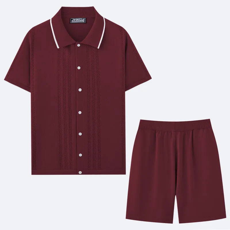 Women's khaki coloured short sleeve knit top and matching shorts, a Tencel viscose two-piece casual set.