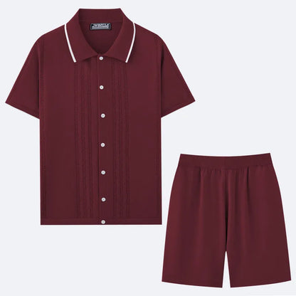 Women's khaki coloured short sleeve knit top and matching shorts, a Tencel viscose two-piece casual set.