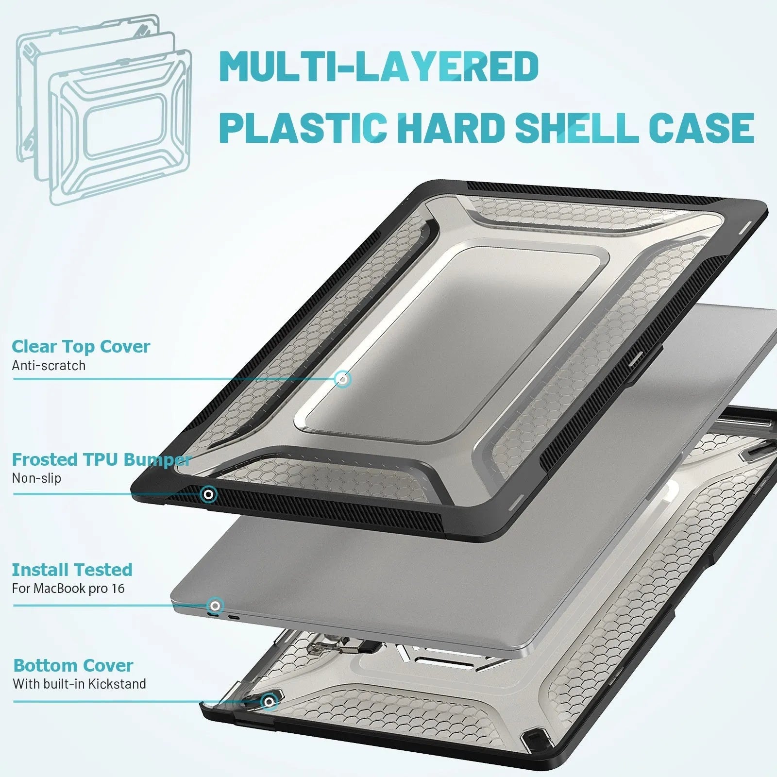 MacBook protective shell in four colours showing 1.5mm thickness and model compatibility