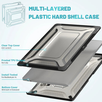 MacBook protective shell in four colours showing 1.5mm thickness and model compatibility