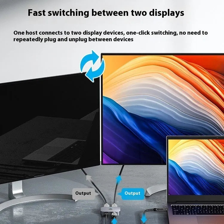 Grey alloy computer cable separator for HD audio and video conversion to television