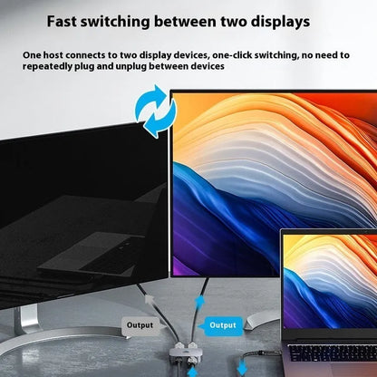Grey alloy computer cable separator for HD audio and video conversion to television