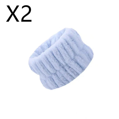 Coral velvet wrist washband with elastic band for facial cleansing, grey colour option shown