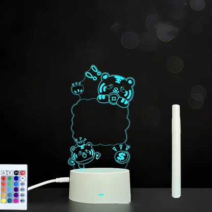 3D acrylic LED message board with touch controls showing illuminated writing on 3.5mm thick surface