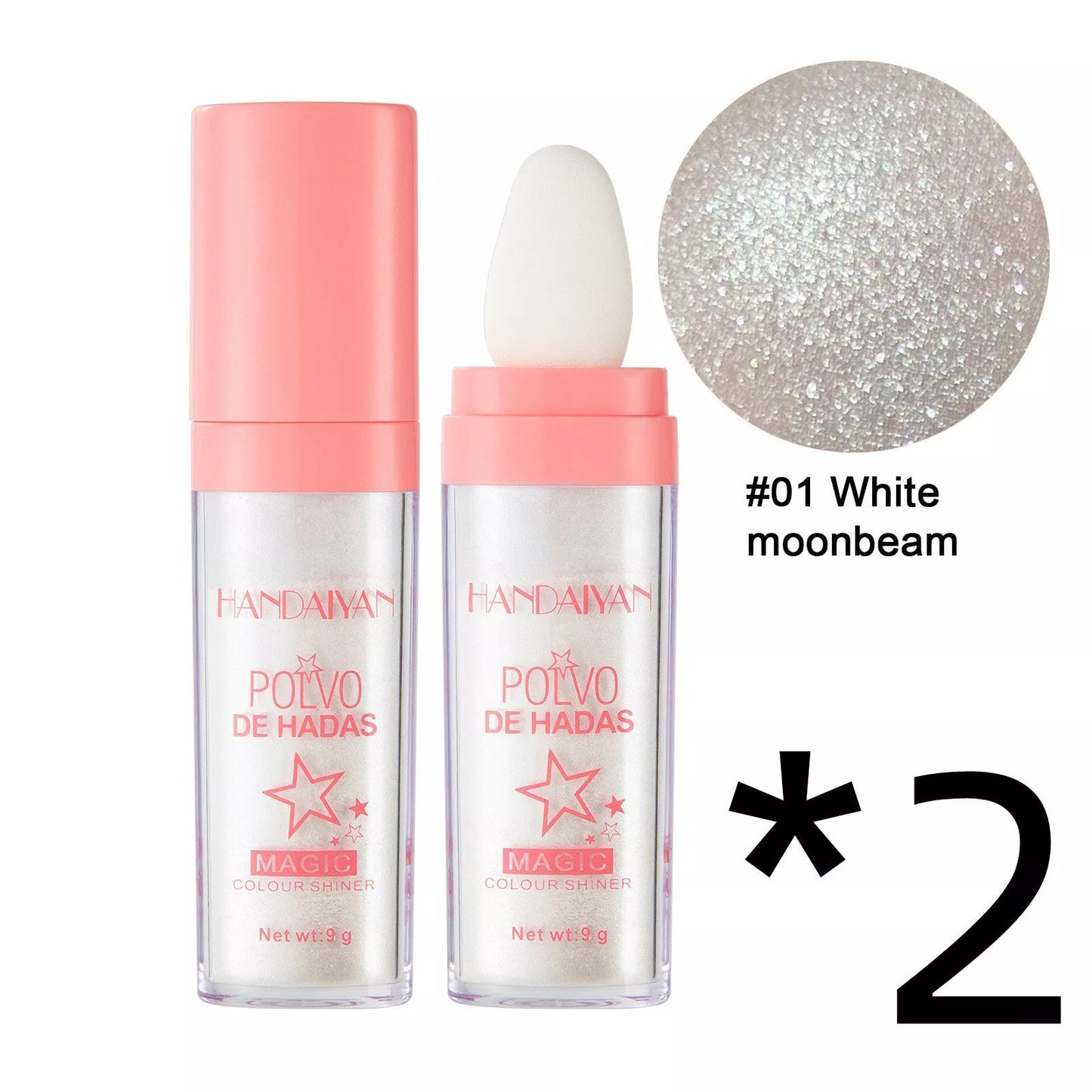 Fairy Highlight Pat Powder in white, pink, and golden brown shades for brightening and skin repair