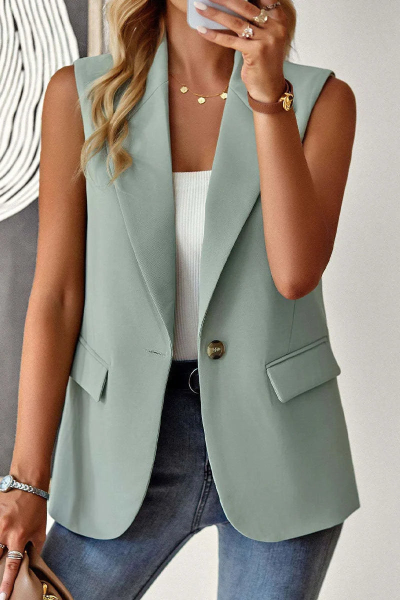 Women's loose fit sleeveless suit vest in various colors