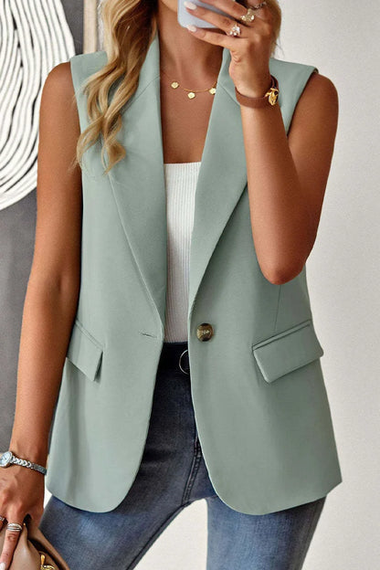 Women's loose fit sleeveless suit vest in various colors