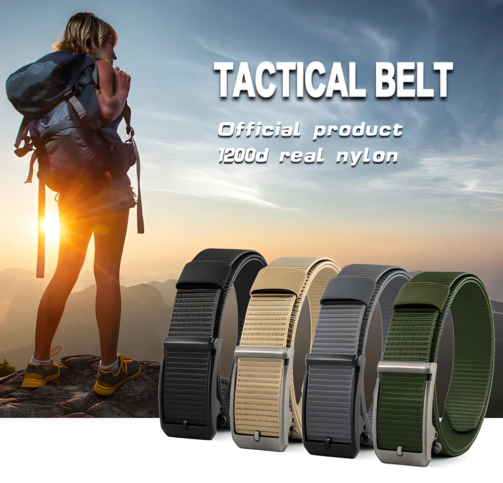 Durable Automatic Buckle 1200D Canvas Cowboy Belt - Premium Men's Accessory with Adjustable Fit and Elegant Design