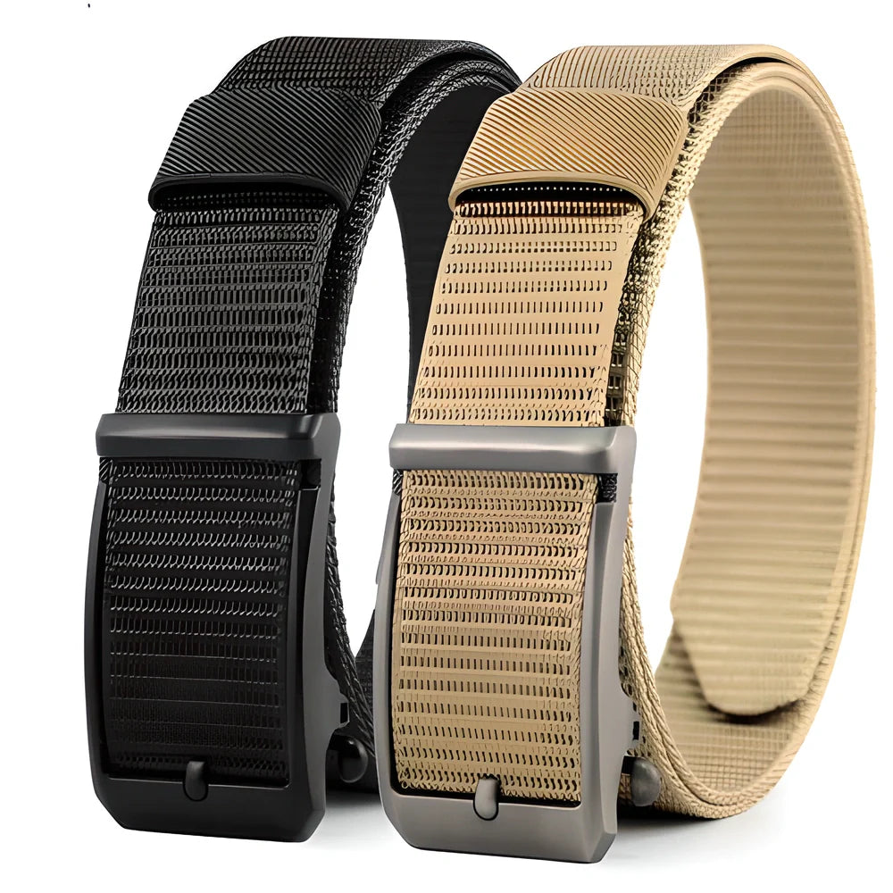 Durable Automatic Buckle 1200D Canvas Cowboy Belt - Premium Men's Accessory with Adjustable Fit and Elegant Design