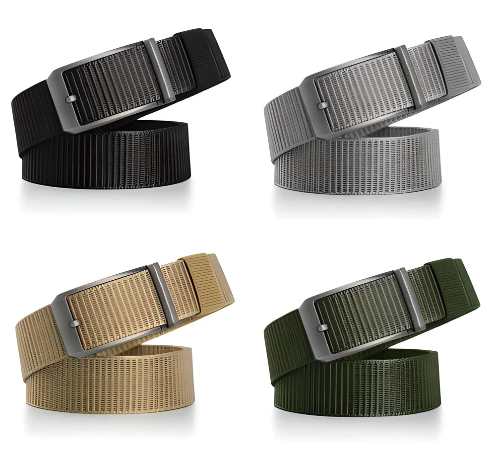 Durable Automatic Buckle 1200D Canvas Cowboy Belt - Premium Men's Accessory with Adjustable Fit and Elegant Design