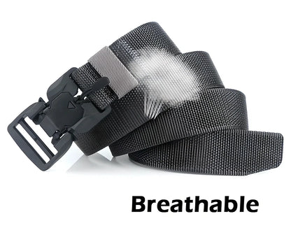 A durable, heavy-duty belt with a magnetic buckle that snaps shut effortlessly for a secure, hassle-free fit.