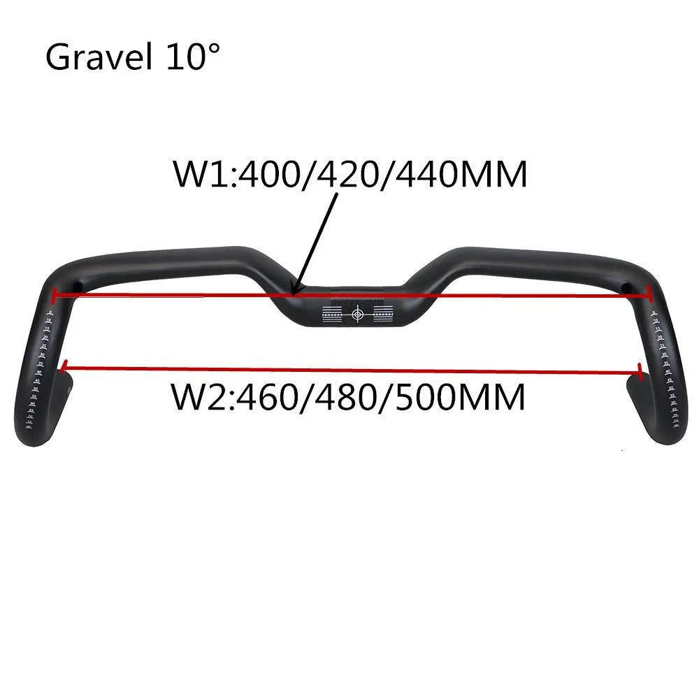 Black carbon fibre road bicycle handlebar showing large-angle outer sweep and 31.8mm clamp area.