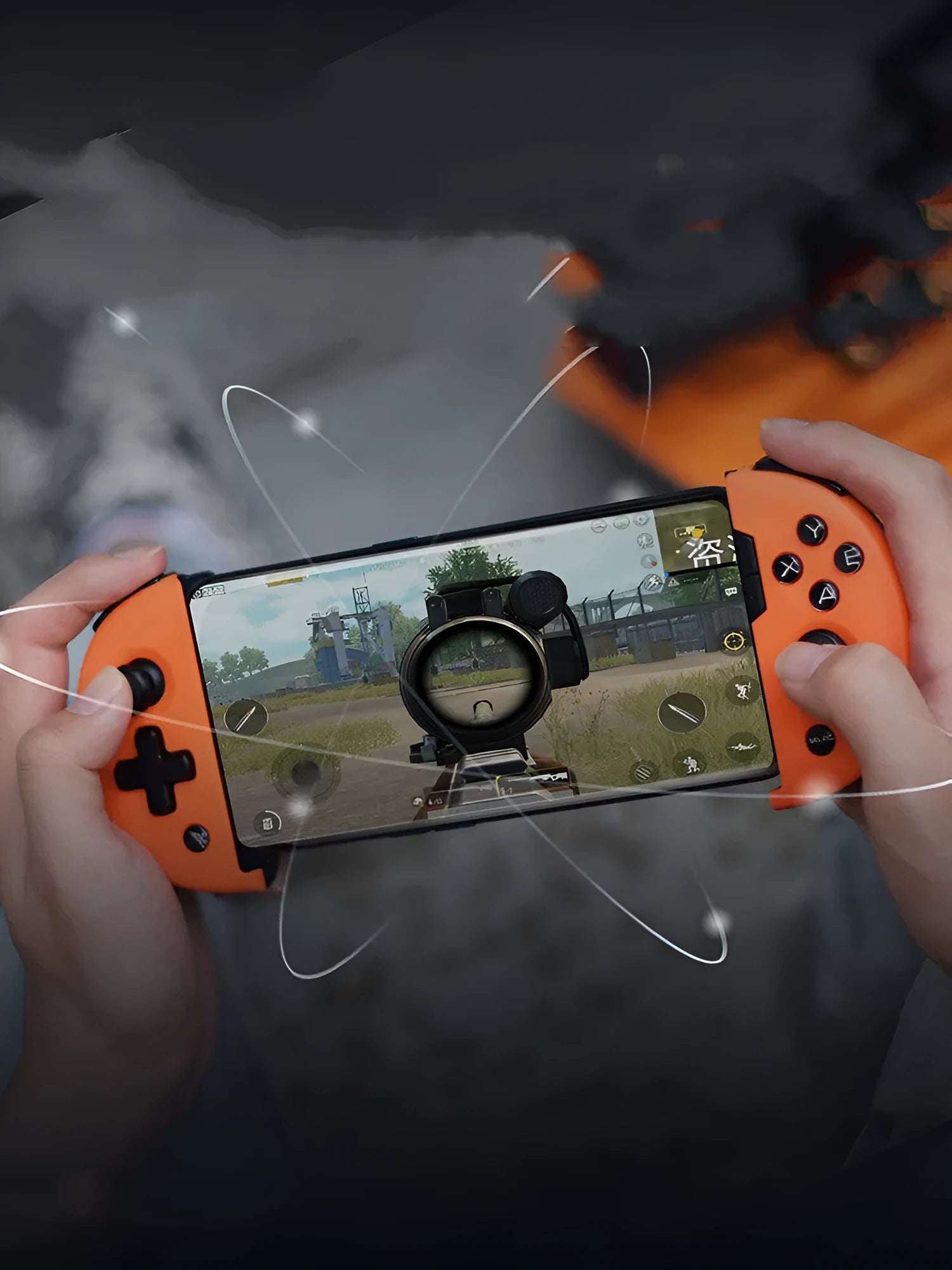 Feizhi Wee 2T USB wired mobile game controller in Midnight Blue colour on a table.