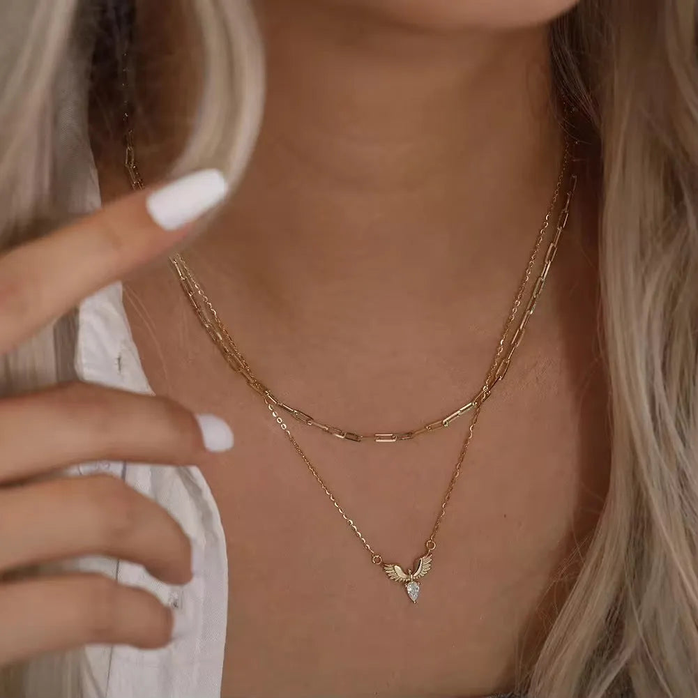 Adjustable 925 silver eagle chain necklace with O-ring links and electroplated finish in white gold or yellow gold colour