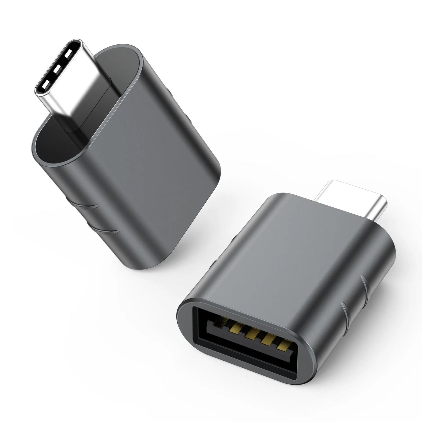 USB C to USB A converter adapter with metallic zinc alloy shell in various colour options