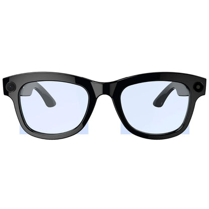 AI translation intelligent video glasses with HD camera in black lens and transparent lens options