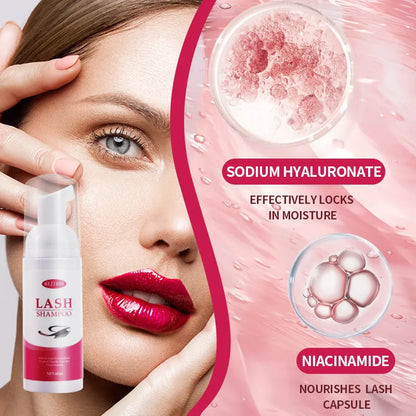 LASH SHAMPOO Mousse Eyelash Cleaning Solution 60ml in 3.7cm diameter bottle