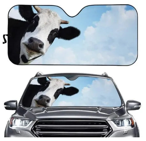 Telescopic aluminium foil car sun visor extended on a car windscreen