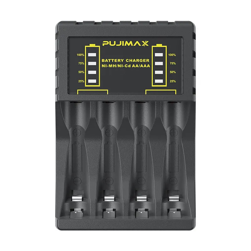 Black household Ni-MH battery charger with screen display for AA and AAA rechargeable batteries, American plug