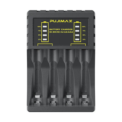 Black household Ni-MH battery charger with screen display for AA and AAA rechargeable batteries, American plug