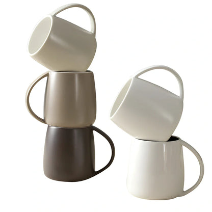 Creative office mug with handle in black, grey, khaki or light grey with enamel coating