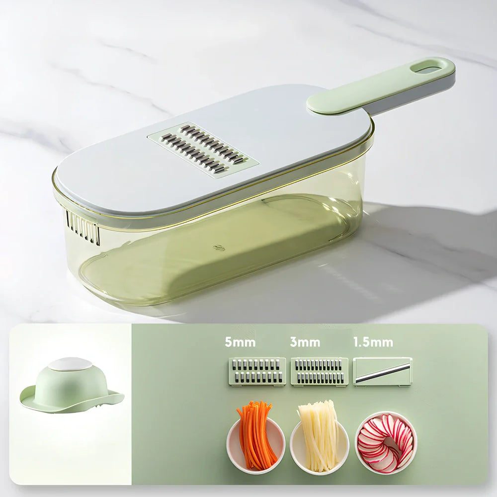 Shredded vegetable slicer with 304 stainless steel blades on 34.6cm PET cutting board