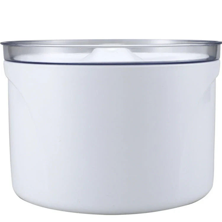 Automatic pet drinking fountain with stainless steel construction, filtration system, and low-water level indicator