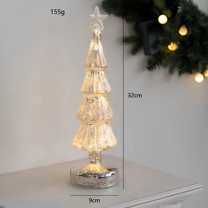 Cloth Christmas decoration models including battery-powered old man and tree for table and window use, 10-20cm height