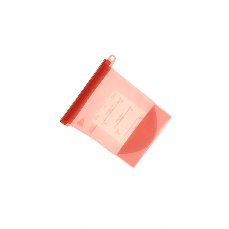 Silicone vacuum sealed kitchen storage bags in various colors with drawstring design