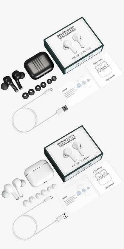 In-ear ENC noise reduction sports earphones in black and white, waterproof, 4-8 hour battery, ABS material, for running and gym use