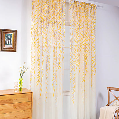 Inverted willow wicker pattern curtain with rod pocket top, polyester fibre construction in green colour option