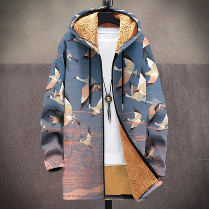 Men's multicolour printed hooded cardigan jacket with front zipper in loose casual fit