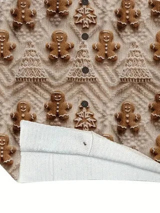 Men's loose fit printed polyester top with lapel collar shown in digital printing design