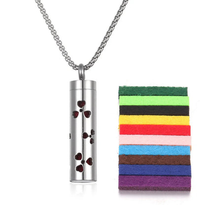 Titanium steel aromatherapy pendant with essential oil diffuser in various color options