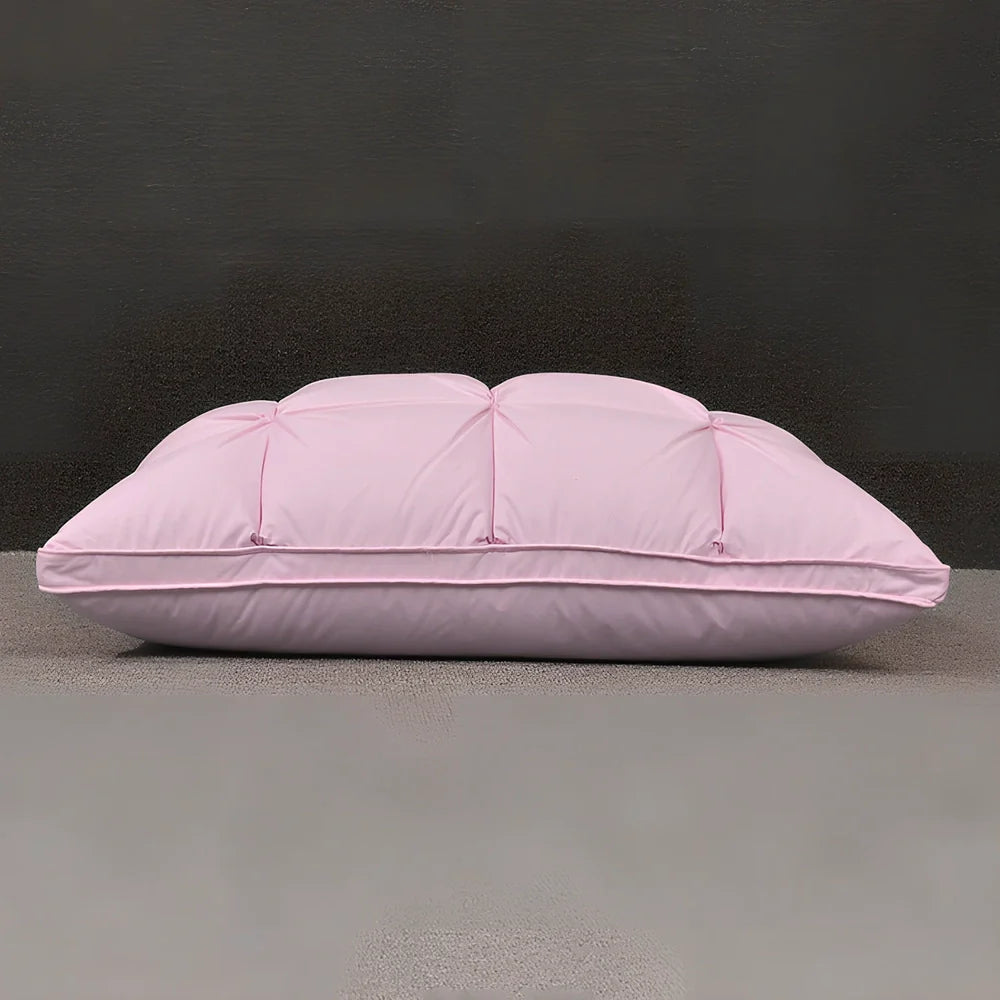 Rectangular white goose down pillow with pure cotton fabric in blue colour option showing 48×74cm dimensions