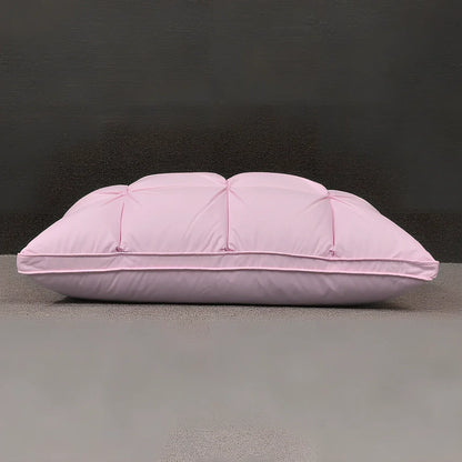 Rectangular white goose down pillow with pure cotton fabric in blue colour option showing 48×74cm dimensions