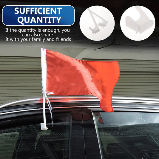 White PP plastic car window flag bracket measuring 8cm by 4cm with clip mechanism