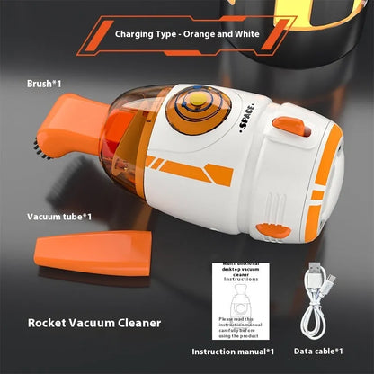 USB-powered handheld desktop vacuum cleaner in blue colour cleaning computer keyboard