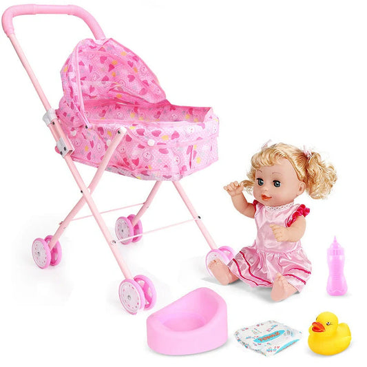 Princess Xiaoli doll trolley toy with character sets in rainbow car, strawberry car, and love car designs