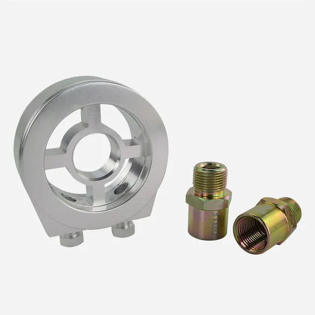 Universal aluminium alloy oil pressure gauge adapter in red, blue, black, gold, and silver colour options