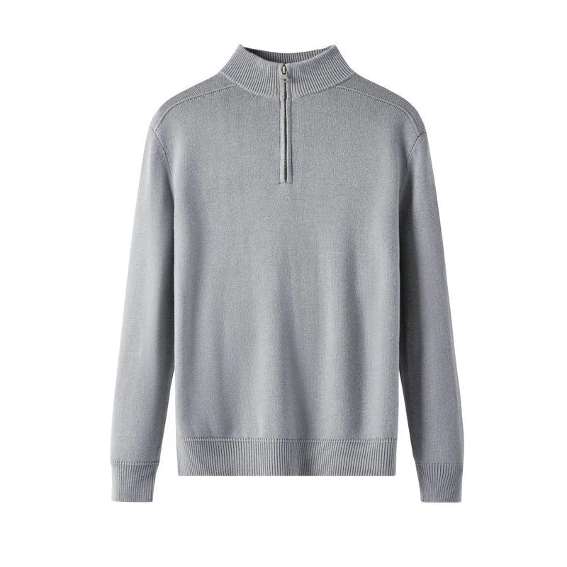 Men's thickened wool casual sweater in slim fit, shown in one of six available colours.