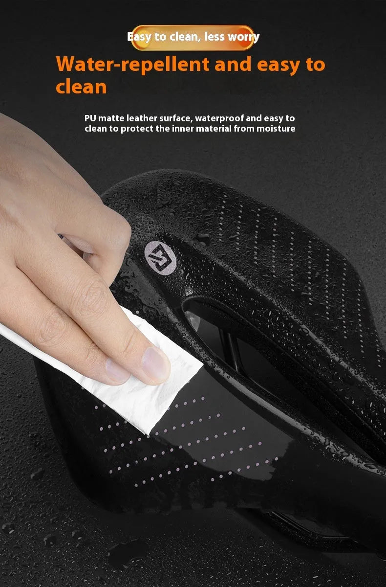 Medium-sized black and pink PU foam bicycle seat cushion for mountain bikes and road bikes